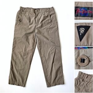 RailRiders Men’s Nylon Travel Hiking Tan Pants Elastic Waist Zip Pockets L